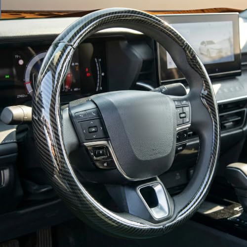 West Llama 3 Piece Carbon Fiber Steering Wheel Cover 14.5 Inch 3 Pc Auto Car Steering Wheel Cover Universal Fit for Cars SUVs (Glossy Black)