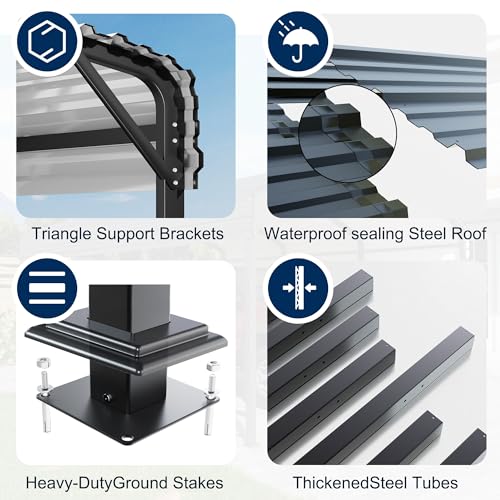 Image of AIRWIRE 12x20 Metal Carport Canopy with Reinforced Base, Heavy Duty Car Port Garage, Outdoor Galvanized Car Shelter for Car, Boats and Truck