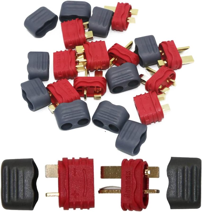 Amass 10 Pairs T Connectors Plug Upgraded of Sheath Deans Connector Deans Plug for RC Parts (50 Pairs T Plug)