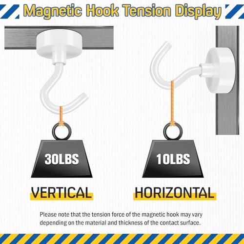 Image of FINDMAG 30LB+ Magnetic Hooks, 28Pack Heavy Duty Magnets with Hooks, White