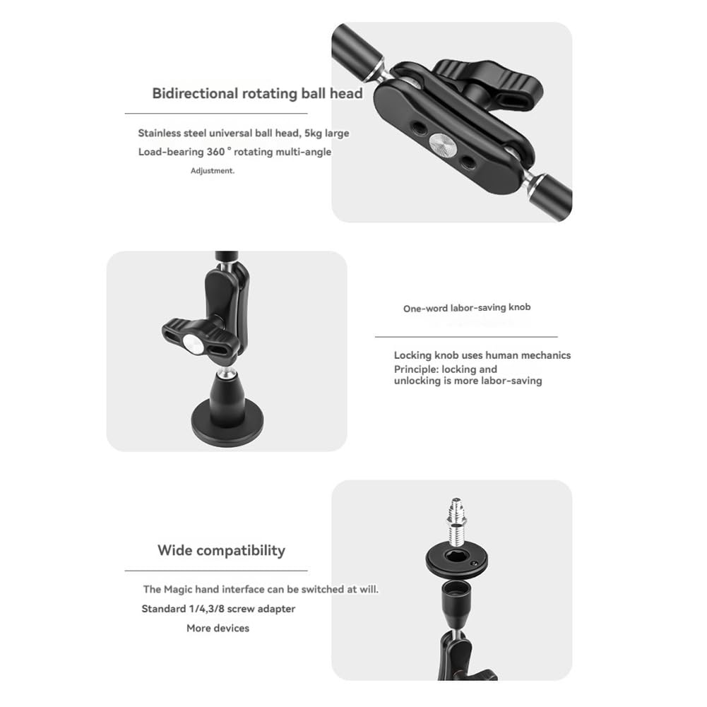 Soporte para Teléfono Inteligente, Brazo Mágico para Cámara, Soporte de Pared Articulado Flexible, Abrazadera de Escritorio, Soporte para Tableta, Secciones