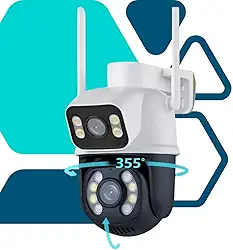 Câmera de Segurança Vigilancia IP Dupla Wi-fi Smart Angulo Duplo A31 3mp, Uso Interno e Externo, Speed Dome, Residencial, Comercial (1)