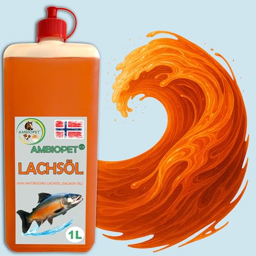 Ambiopet Premium Lachsöl 1L (SF) Fisch-Öl für Hund Pferd Katze Barf Omega 3 & 6 Lachs