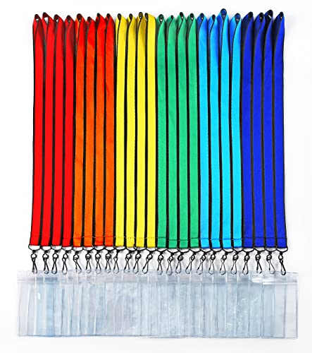 24 Pack Waterproof Cruise Lanyards with ID Badges Holder Colorful Durable Cruise Lanyard for Ship Cards Hall Pass Lanyards with Thicken Card Case Neck Lanyard for Teens, Women and Men (Rainbow6C)