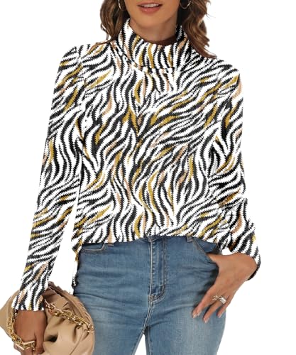 Image of Women Sweaters Turtleneck Long Sleeve Tunic Tops Fall Lightweight Pullover Sweater