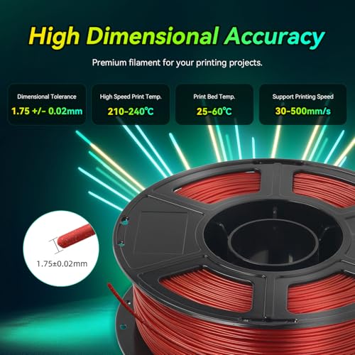 Image of FLASHFORGE Xmas Series Rapid PLA Filament Aurora Red, High Flow Speedy 3D Printer Filament Max 500mm /s High-Speed Printing, Radiated Unparalleled Brilliance, Twinkling and Ultra-Smooth Finish