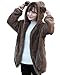 Damen Oversize Plüsch Teddybär Fleece Outwear Mantel Mit Kapuze Cartoon Sweatshirt Hoodie Kapuzenpullover mit Ohren und Schwanz Kaffee one Size