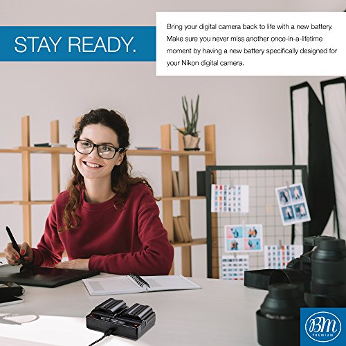 BM Premium 2 Pack of EN-EL15B Batteries and Dual Battery Charger for Nikon Z6, Z7, D780, D850, D7500, 1 V1, D500, D600, D610, D750, D800, D800E, D810, D810A, D7000, D7100, D7200... 7 51naZsgIYKL