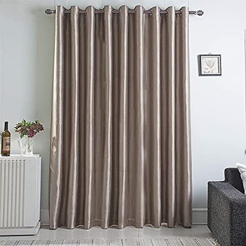 Image of GYROHOME Extra Wide Blackout Curtain for Sliding Glass Door, Faux Silk Blackout Curtains (Beige Liner) Fully Lined Solid Window Treatment Drapes (1Panel,100x96inch, Gold Brown)