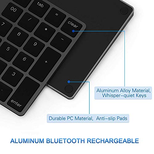 Bluetooth Number Pad, MEIKON Aluminum Wireless Numeric Keypad Slim 34-Keys External Numpad Keyboard Data Entry Compatible for MacBook, MacBook Air/Pro, iMac Windows Laptop Surface Pro etc - Thumbnail 5