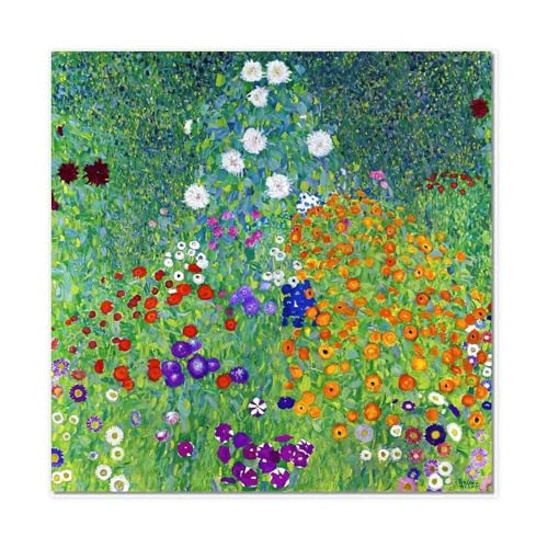 Affiche Toile Jardin de Fleurs Gustav Klimt 40x40 cm déco murale sans cadre salon
