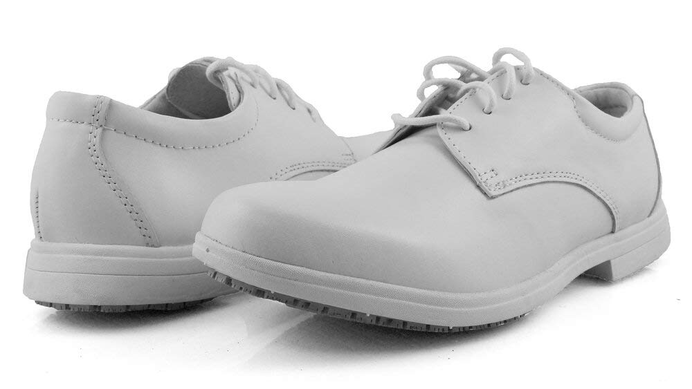 Laforst Paady Mens 8003 Leather Slip Resistant Server Fashion Lace Up Dress Shoes (White, Numeric_6_Point_5)