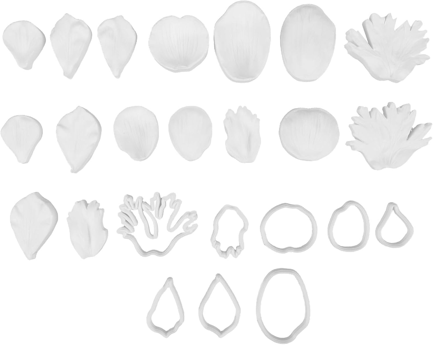 YARNOW 2 Sets Silver Anemone Fondant Molds with Petal and Leaf Veining Silicone Sugarcraft Cake Decorating Tools for DIY Baking and Pastry Craft