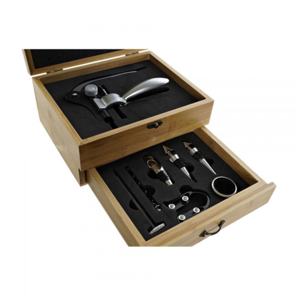 Premium Weinzubehör Geschenkset 8-teilig in edler Holzkiste | Geschenkbox für Frauen & Männer | Geschenkidee zu Weihnachten, Ostern & persönlichen Jahrestagen