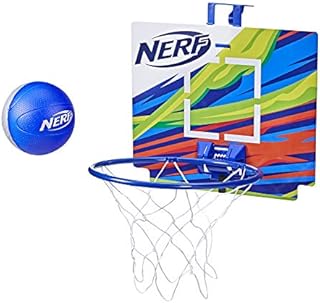 NERF Nerfoop -- The Classic Mini Foam Basketball and Hoop -- Hooks On Doors -- Indoor and Outdoor Play -- A Favorite Since 1972