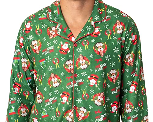 INTIMO Elf The Movie Mens' Film OMG! Santa! I Know Him! Button Down Sleep Pajama Set2
