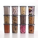 Photo Gallery qoona barattoli ermetici con coperchio, 1000 ml, set da 12 pezzi, colore antracite, impilabili e salvaspazio, per la cucina, per la conservazione della farina, per alimenti, contenitori, contenitori Photo Gallery qoona barattoli ermetici con coperchio, 1000 ml, set da 12 pezzi, colore antracite, impilabili e salvaspazio, per la cucina, per la conservazione della farina, per alimenti, contenitori, contenitori