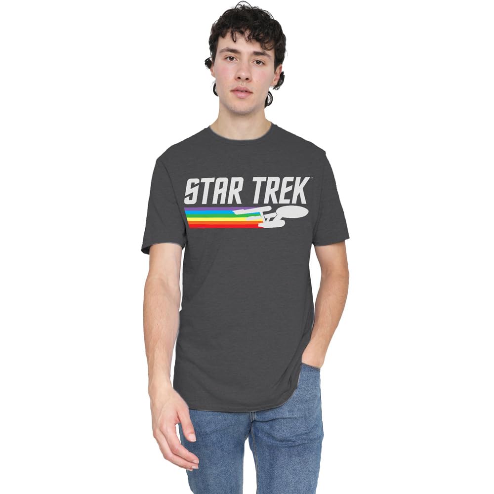 Star Trek Rainbow Trail Unisex T Shirt, Charcoal, Small