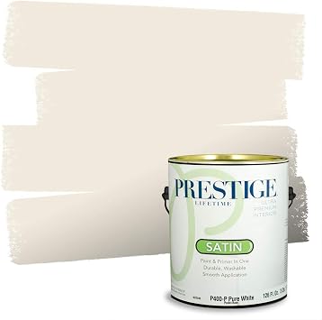 Prestige Paints Interior Paint and Primer in One, Comparable Match of Sherwin Williams* Dover White*, Satin, 1 Gallon