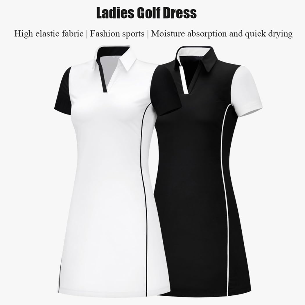 LANGWEI Femmes Été Mini Robe Col en V Décontracté Entraînement Tennis Athlétique Onesie Golf Robes