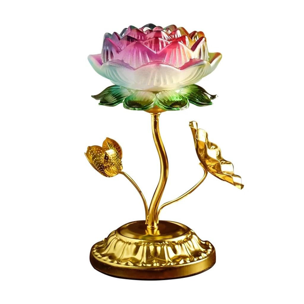 Lampe colorée à glaçure lumineuse, ornement de culte en verre d'art de 23cm