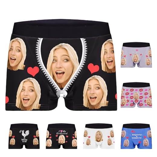 Bemaystar Calecon Personnalise Cadeau Saint Valentin pour Homme Caleçon Personnalisé Cadeau pour Hommes-Zip