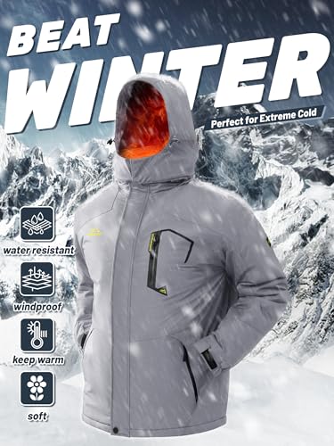 Image of TACVASEN Men's Winter Skiing Jackets Water Resistant Fleece Coats Insulated Thermal Snowboard Jacket Parka Raincoat with Hood