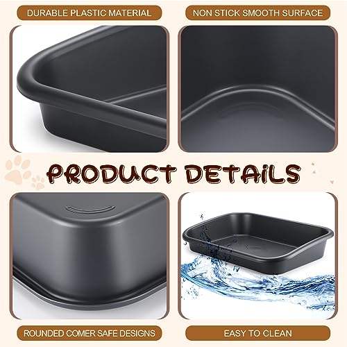 Uiifan 3 Pcs Low Entry Senior Cat Litter Box Large Size Pet Litter Box Low Entry Open Top Cat Litter Box for Senior Kitten Frail Handicap Disabled Older Elderly Cats, Easy to Clean (Dark Gray) Uiifan 3 Pcs Low Entry Senior Cat Litter Box Large Size Pet Litter Box Low Entry Open Top Cat Litter Box for Senior Kitten Frail Handicap Disabled Older Elderly Cats, Easy to Clean (Dark Gray)
