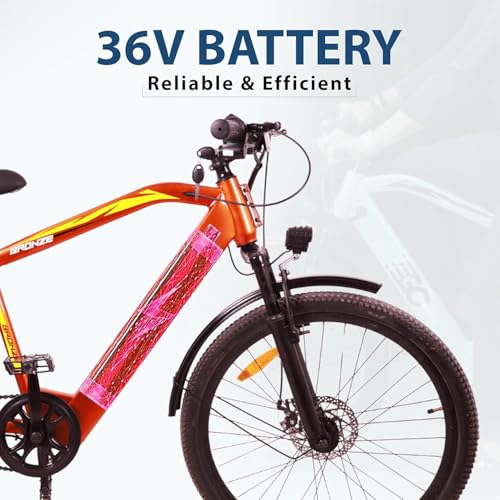 Image of Electric Cycle for Adults, | Ultimate Sport Ride with Dual Disc Brakes | 26 inch Fat Tire Mountain Bicycle 250-Watt Motor | 36V Lithium-Ion Battery Up to 40 km Range and Adjustable Seat (Orange)