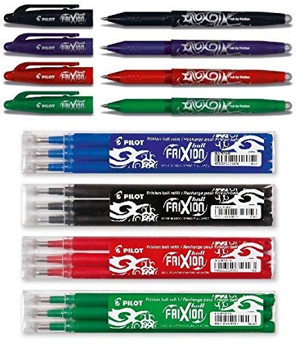 Pilot Frixion Ball - 4 Rollers effaçables - couleurs assorties