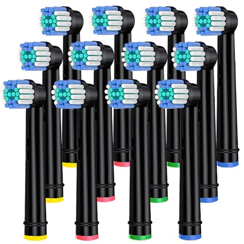 ARTCESAR Replacement Heads for Oral B 12 Pack Soft Electric Toothbrush Heads Deep and Precise Cleaning for Oral B Braun Pro1000/1500/7500/3000/7000/8000/500 and More(Black)