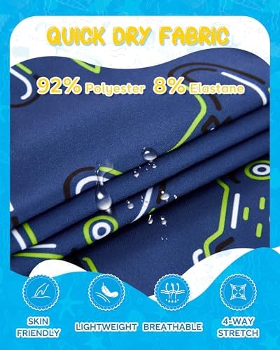 APTRO Boys Swim Trunks with Zipper Pockets & Compression Liner Quick Dry 2 in 1 Beach Shorts, Game Blue, 8-10 Years - 5