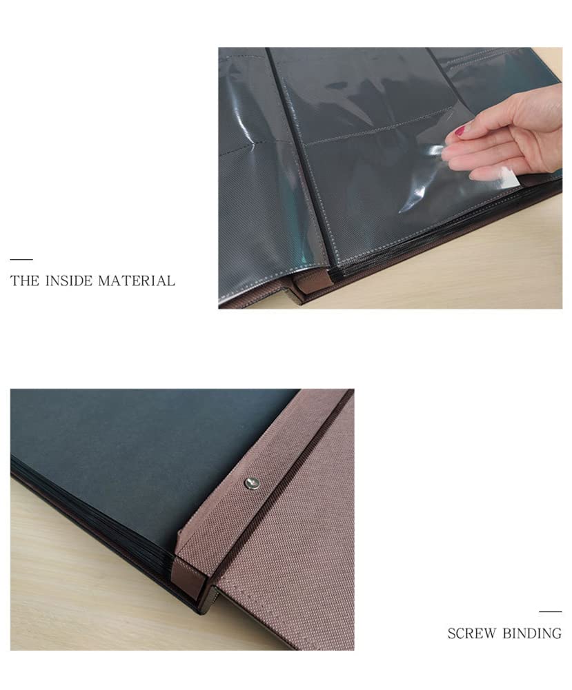 Album de Photos avec Couverture Transparente et 10x15cm 600 Pochettes Photos Horizontales et Verticales Pages Noires Couverture en PU Cuir Albums Photos de Mariage en Famille,31.5x34CM(120 pages),Marron