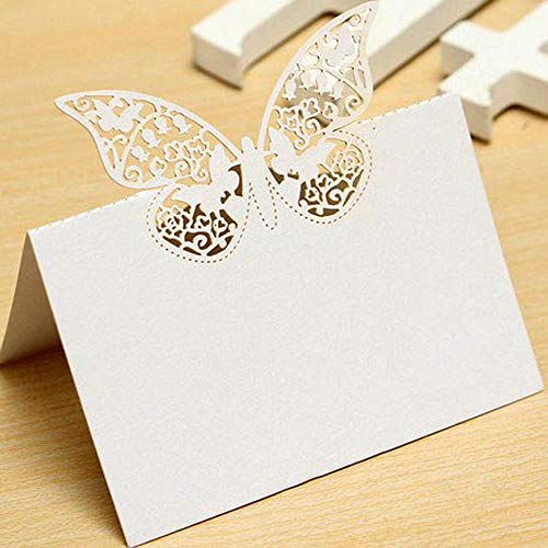 50-Pcs Place Cards Small Tent Cards for Wedding or Party Seating Place Cards for Table Name Number Blank Table Tent Cards Tags Tables, Scored for Easy Folding (Butterfly)
