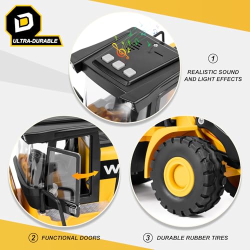 Image of 16 inch Bulldozer Toy, 1:10 Scale Classics Bulldozer, 16 inch Front Loader | with Real Working Arm & Bucket, Lights & Sounds, Ages 3+, CPC Certified, Construction Vehicle Toy, Gift for Boys & Girls