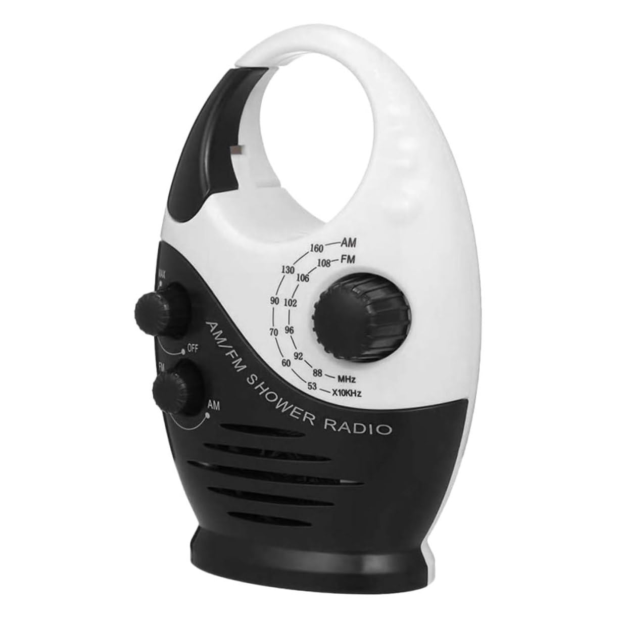 OSALADI Radio de Douche Étanche avec Poignée Crochet Radio Am FM pour Salle de Bain et Camping Fonctionne sur Piles