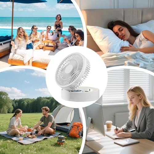 Ventilateur de bureau USB à 5 vitesses avec miroir et LED - 5