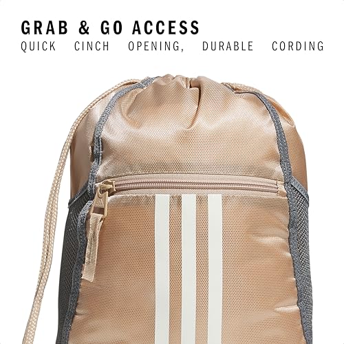 Image of adidas Alliance Sackpack - Drawstring Backpack for Sports, Small Gym, Magic Beige /Off White /2, One Size, Alliance Sackpack - Drawstring Backpack Small Bag for Men and Women