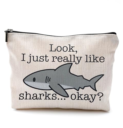 QGFM Shark Makeup Bag - Cosmetic Bags With Zipper, Gifts for Shark Lovers