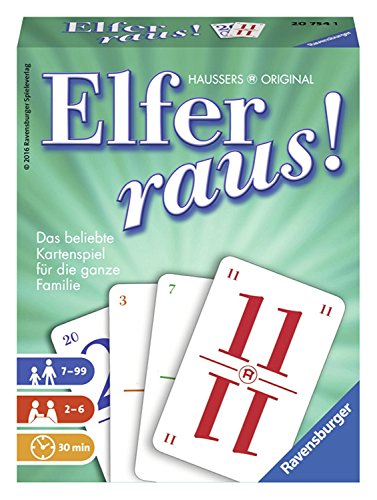 Ravensburger Elfer raus Kartenspiel, Gesellschaftsspiel 2 - 6 Spieler, Spiel ab 7 Jahren für Kinder und Erwachsene
