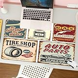 QRFASFZO Großer Mauspad - 80x30cm Gaming-Mauspad mit genähten Kanten, Nicht rutschender Unterlage,Intage Autoservice Metallschilder und Poster Vektor (1),Schreibtischmatte und Maus
