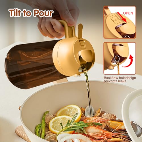 Image of YARRAMATE 16oz /470ml 2 in 1 Oil Sprayer for Cooking with Stickers, Dark Amber Food-Grade Olive Oil Dispenser Bottle for Kitchen, Air Fryer, Grill - Light Blockage (Orange)