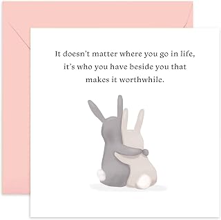 Old English Co. Cute Wedding Anniversary Card for Husband or Wife - Who You Have Beside You Rabbit Valentine's Day Friendship Card | Blank Inside with Envelope
