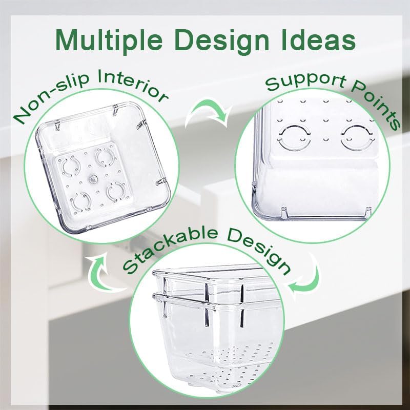 Miniatura 4 de Juego de 25 organizadores de cajones de plástico transparente, 4 tamaños de organizador de cajones de escritorio multifuncional, adecuado para