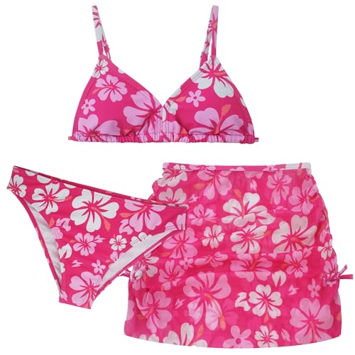 SEAUR Bikini Mädchen Teenager Gepolstert Bademode Set Modisch mit Rock Kinder Gedruckt Badeanzug 3 Teilig Badebekleidung für 140-170cm, 160