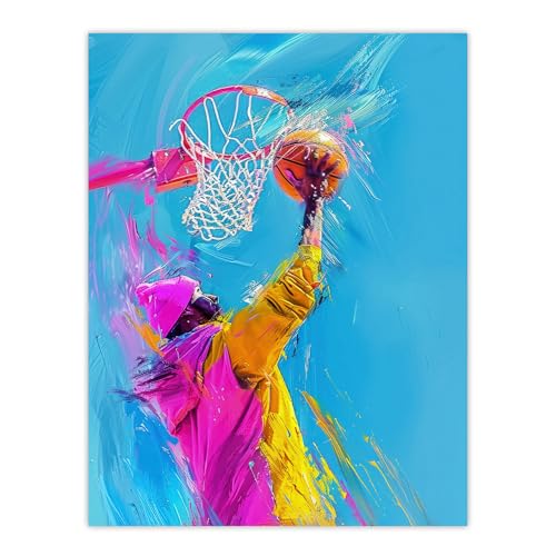 Artery8 Slam Dunk Shot Basketball Player Abstract For Living Room Unframed Wall Art Print Poster Home Decor