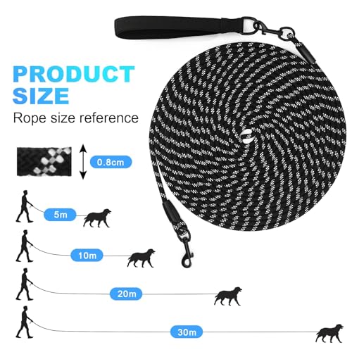Schleppleine 5m für Hunde, 5m 10m 20m 30m Hundeleine für Mittlere Große Hunde mit Gepolsterter Griff (Blau)