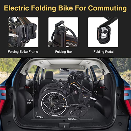 Geleisen Folding Electric Bike, 20" Electric Bikes For Adults With Removable Battery 48V/10Ah, 500W Aluminum 25Mph Foldable Electric Bicycle With Double Shock-Absorption & Rear 7 Speed Gear #TOP3