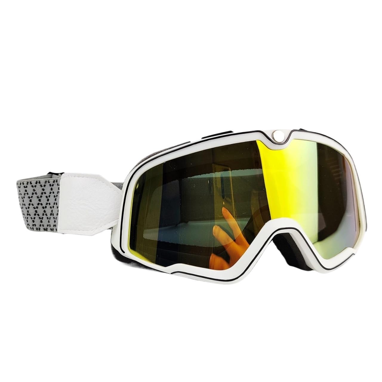 Occhiali Moto,Occhiali Motocross Occhiali da moto Occhiali da sci Occhiali da motocross Occhiali da sole Occhiali vintage Casco Ciclismo Racing Cafe Racer Chopper MTB ATV(Material:White-Red lens)