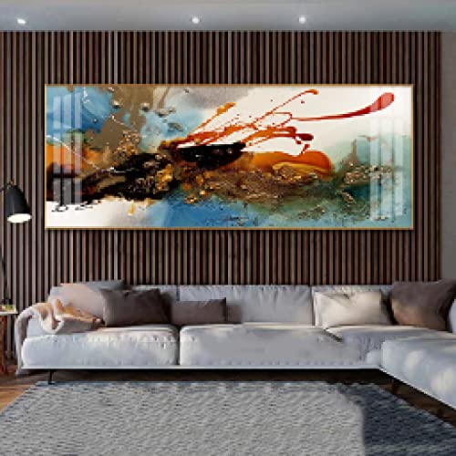 Peinture sur Toile Salon Moderne pour Murs Blancs - Grand Abstrait Coloré 50x150cm